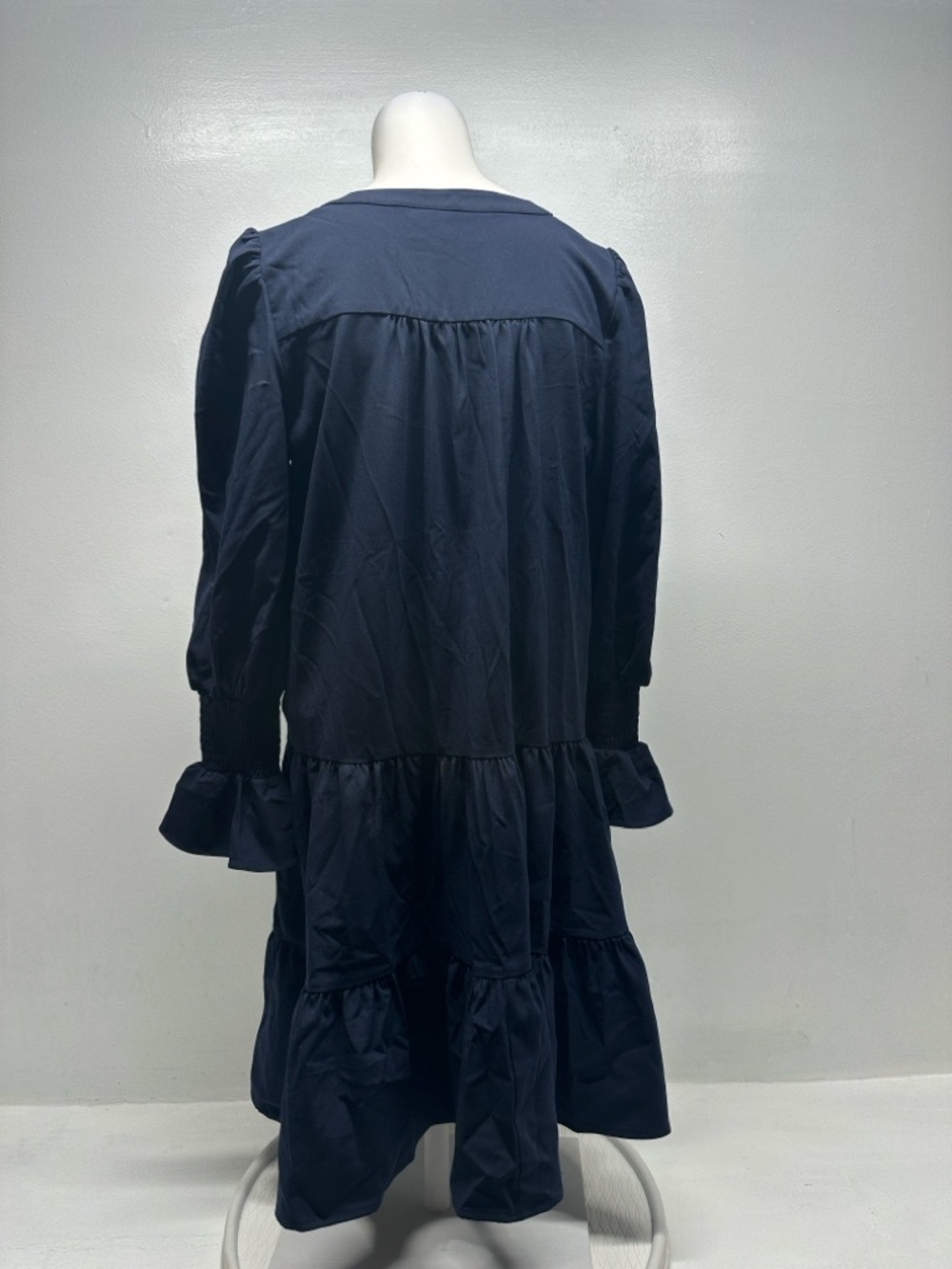 Pomander Place Tuckernuck Kenzo Mini Dress Cotton Tiered Long Sleeve Navy Small - Picture 4 of 8
